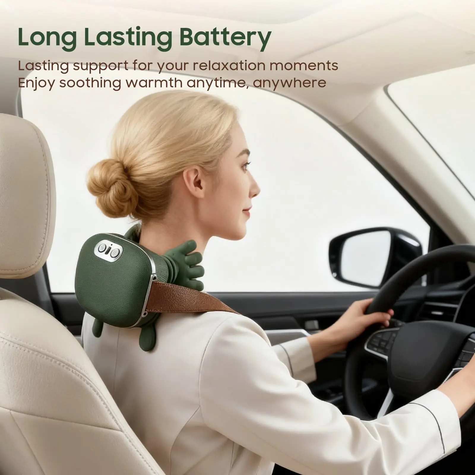 Bionic Neck and Shoulder Massager H-E-A-T Smart Neck Massage Pillow Wireless Kneading Massage Neck Waist Leg Body 3-Level Modes