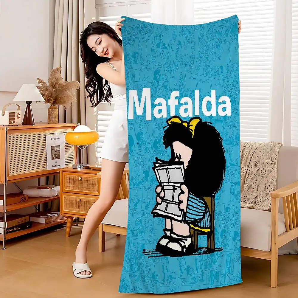 Cartoon Mafalda Microfiber Printed Beach Towel Mountain Climbing Yoga Beach Swimming Running Absorbent Soft Towel