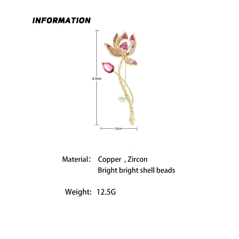 Lotus Fun Cooper Silver Natural Quartz Handmade Fine Jewelry Flower in the Rain Design Brooches Pin Broche For Women