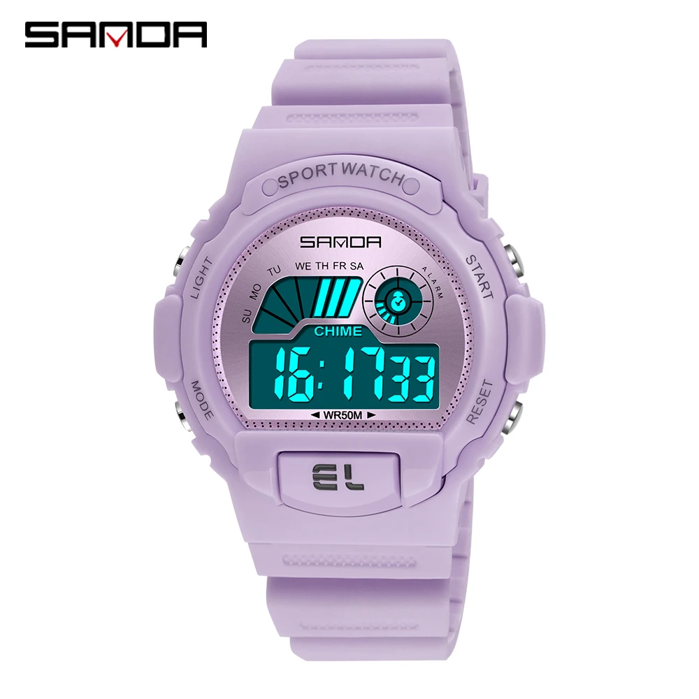 SANDA brand men's electronic watch personality single display LED digital watch Luminous alarm clock waterproof watch