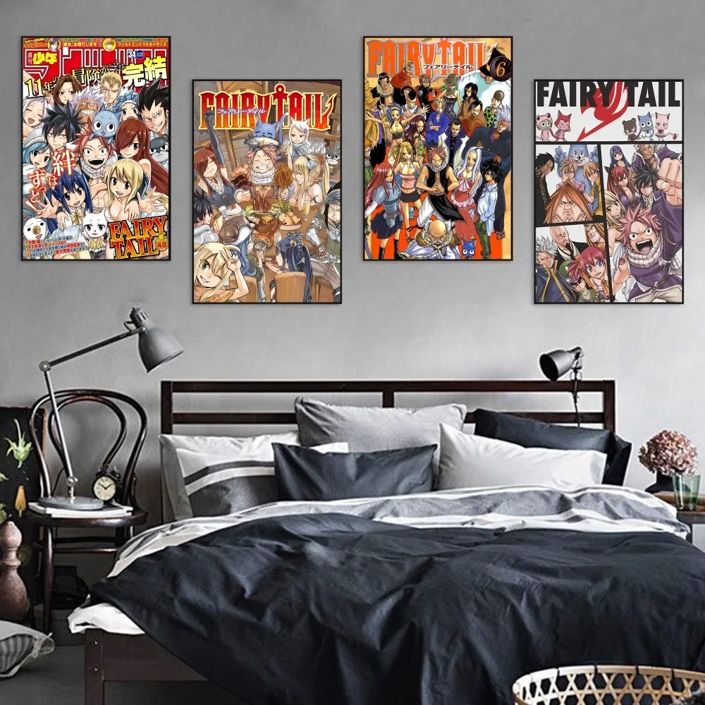 

Anime Fairy Tail Poster Self-adhesive Art Poster Retro Kraft Paper Sticker DIY Room Bar Cafe Vintage Decorative Painting