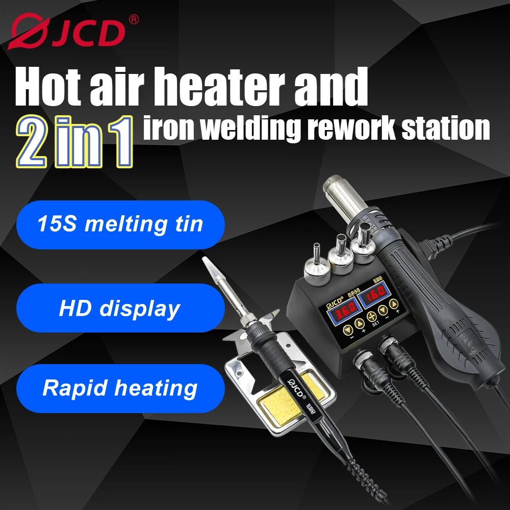 2 in 1 750W Soldering Station soldering station soldering tool LCD Digital display Rework Welding Station for cell-phone BGA SMD IC Repair Solder tools 8898