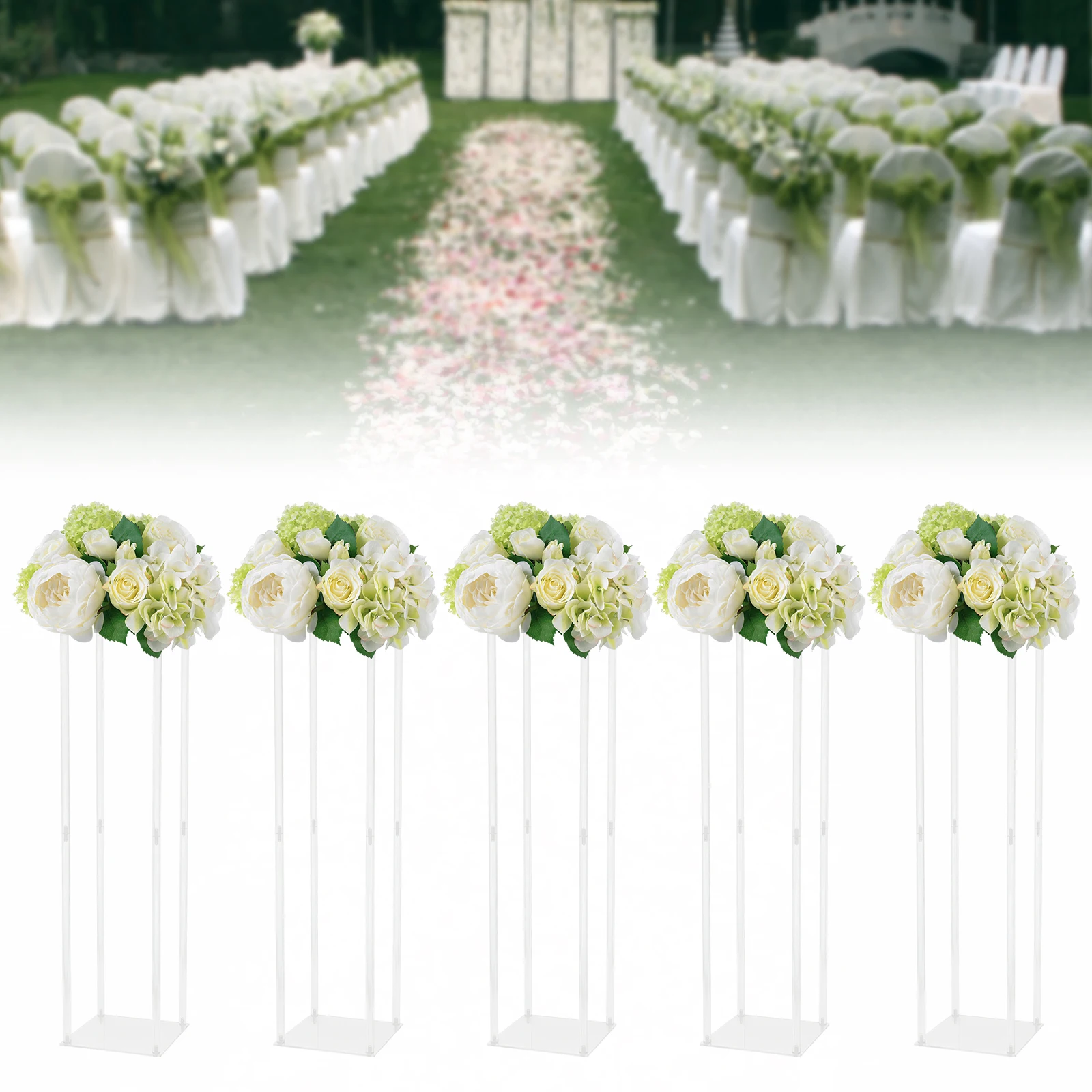 Wedding Geometric Flower Vase Column Stand Wedding Party Table Centerpiece 5Pcs