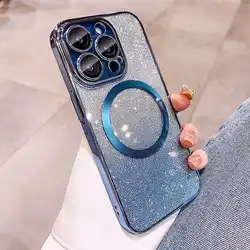 Cover per telefono con anello magnetico Glitter Plating - Custodia protettiva morbida con design scintillante