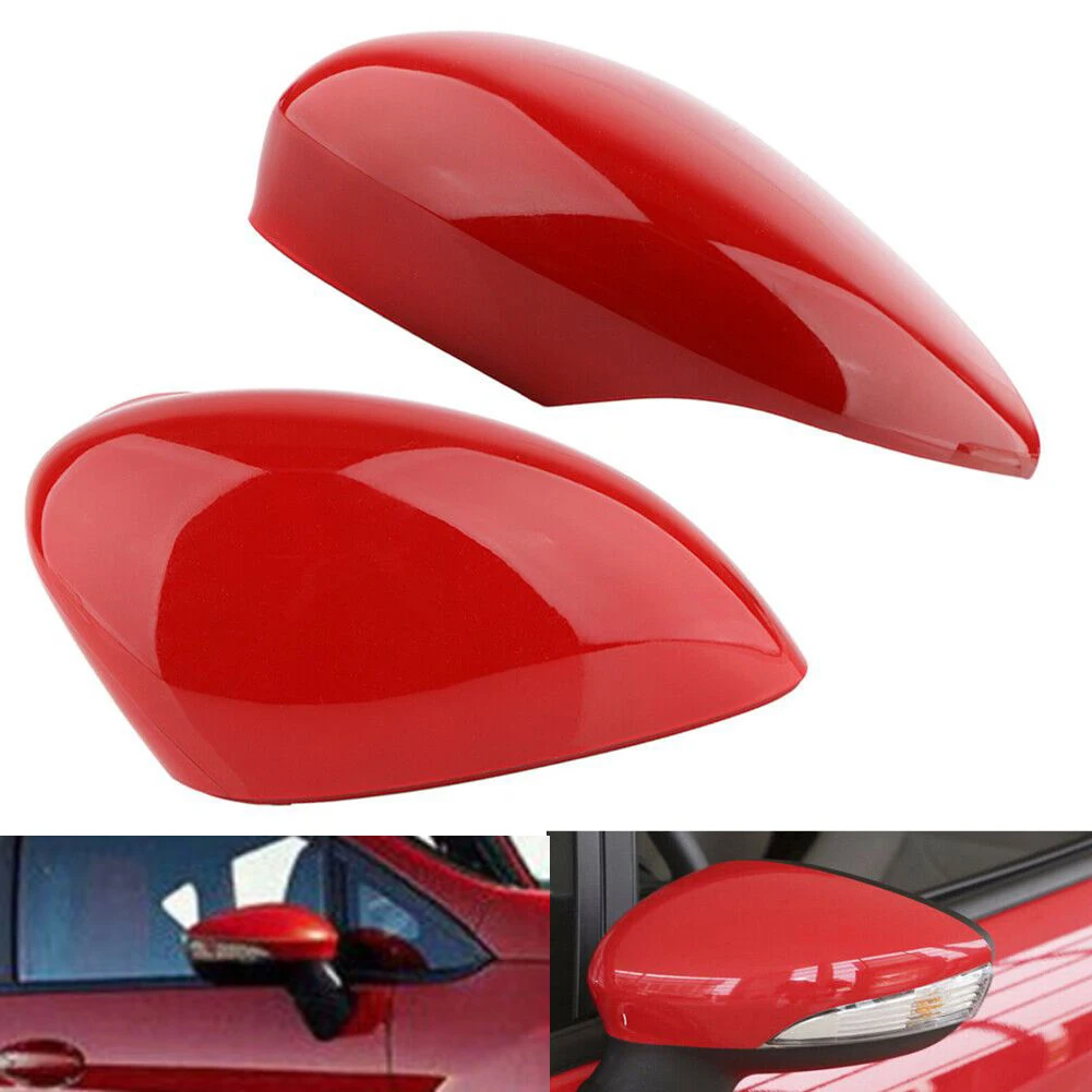 

2x Passenger Driver Side Wing Mirror Cover Cap For Ford Fiesta MK7 2008-2017 Red Mirror Cover Right+Left