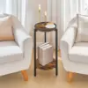 Tall Coffee Drink Table for Sofa Couch, Round End Table, Circle Wooden Accent Pedestal Table for Living Room, Bedroom 1