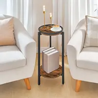 Tall Coffee Drink Table for Sofa Couch, Round End Table, Circle Wooden Accent Pedestal Table for Living Room, Bedroom 1