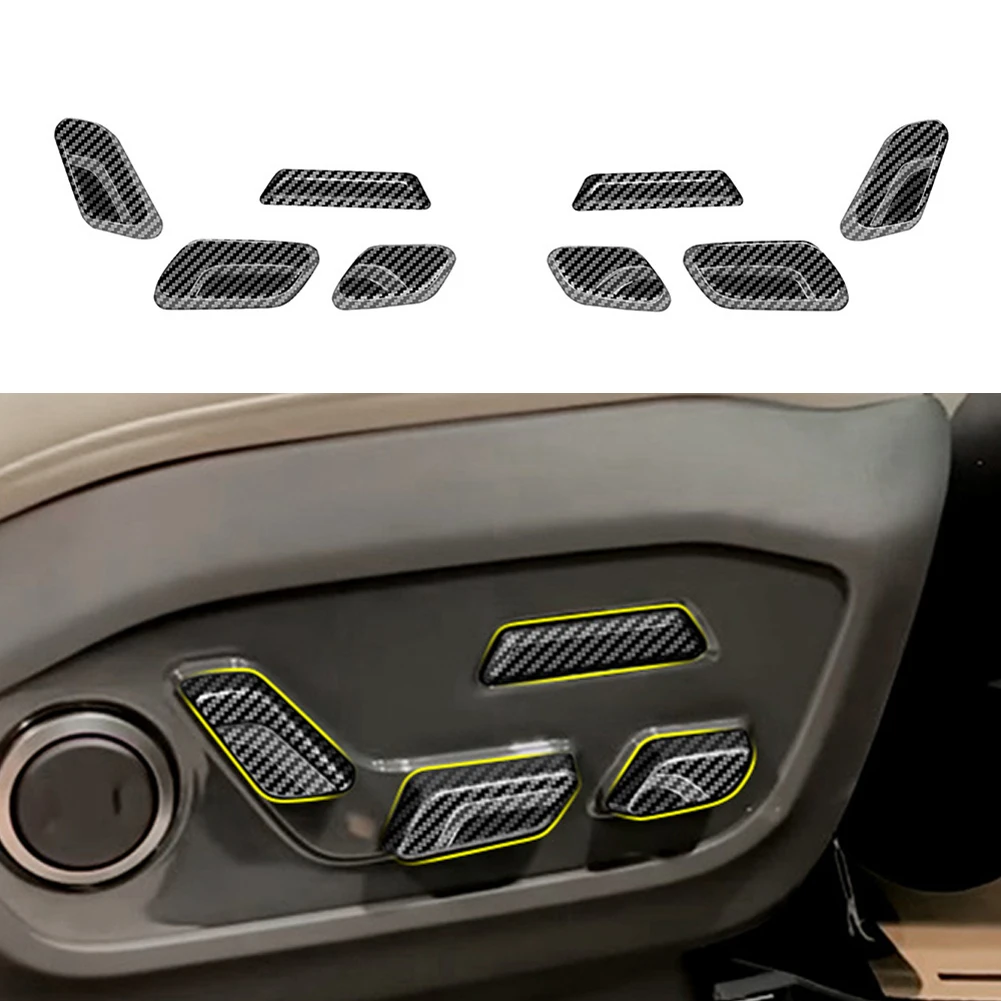 

8pcs Car Electric Seats Button Trim Sticker For Kia EV9 2023+ Seats Adjustment Button Cover Carbon Fiber ABS Interior Mouldings