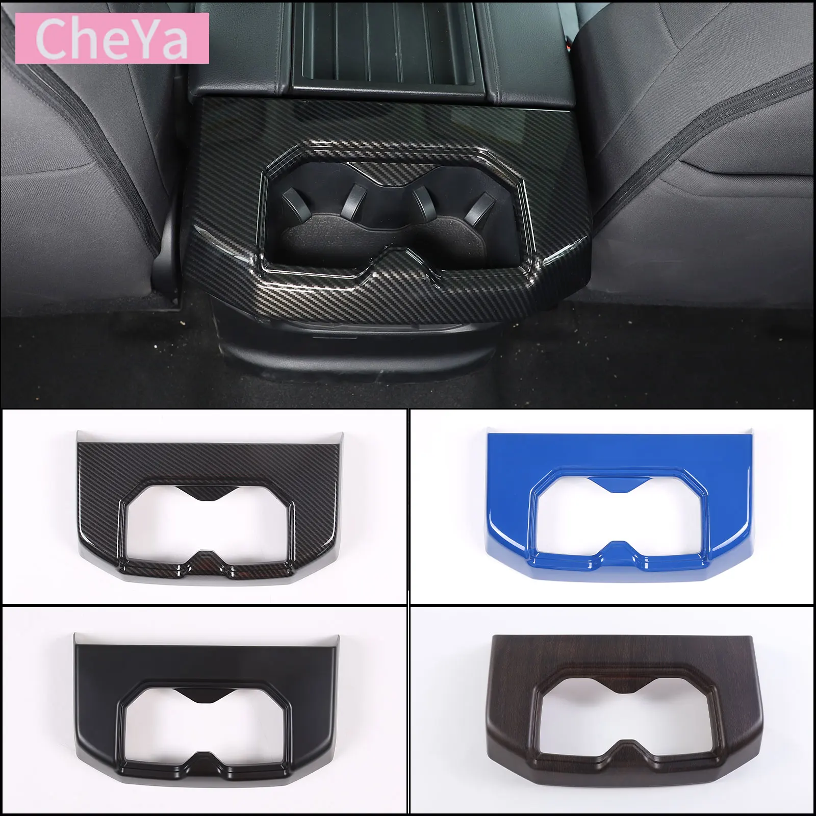 

ABS carbon fiber Car Rear Drainage Cup Holder Decorative Frame Sticker for Toyota Tundra Sequoia 2022 2023 Interior Accessories