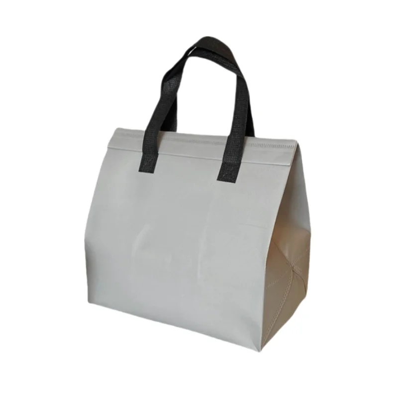 StoBag 10pcs Grey Non-woven Insulation Tote Bag Portable Fabric for Food Drinks Package Keep Warm Cold Delivery Reusable Pouch 6