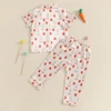 Adorable Toddler Easter Pajama Set with Bunny and Chick Print Short Sleeve Button-up Tops and Long Pants 2 Piece Sleepwear 1