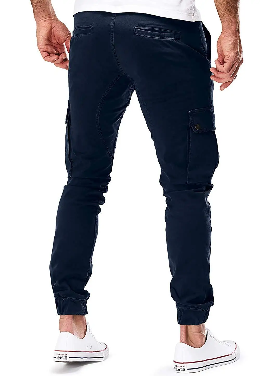 Description Picture 6 of itemSolid Men's Cargo Pants Skinny Four Seasons Outdoor Big Pocket Long Tactical Trousers Men New M-3XL YB-A659