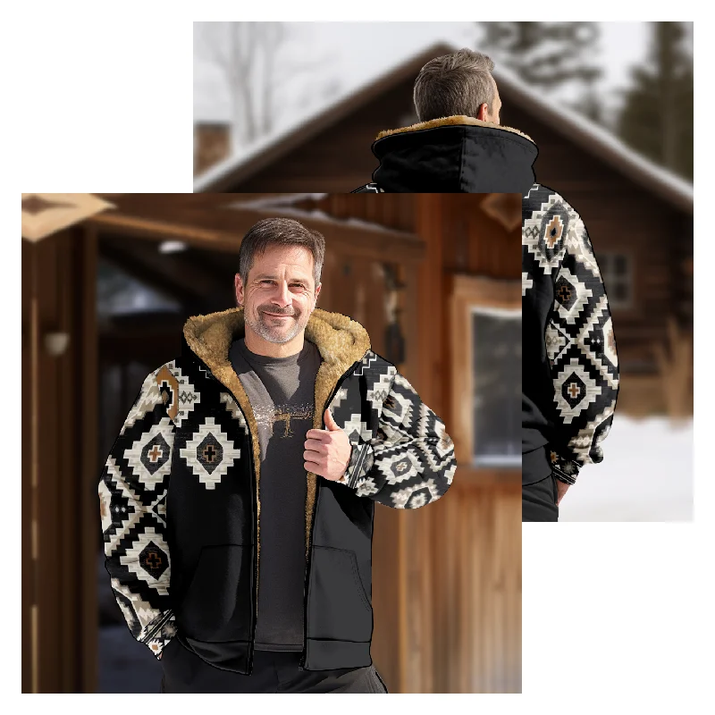 New Totem Italian Cotton Coat Hooded Sweater Casual Print Long Sleeve Zipper Sweater Thick Cotton Coat Autumn and Winter a40