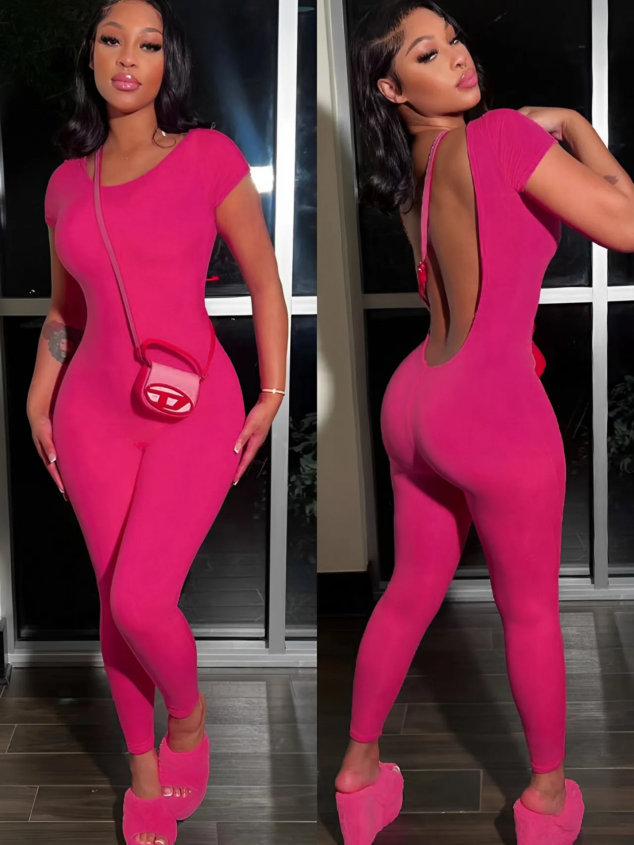 Backless Slim Hip-lifting Sport Bodycon Jumpsuit Women Sexy Short Sleeve One Piece Playsuit Overalls Summer Stretch Streetwear sexy backless sequin summer bodysuit short jumpsuit women beach bodys femme bodycon night club party playsuit overalls jumpsuits