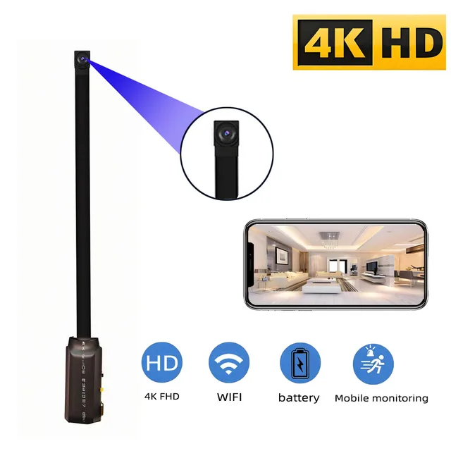 กล้อง WiFi ขนาดเล็ก 4K HD รองรับการดูระยะไกล การตรวจจับการเคลื่อนไหว กล้องไร้สาย HD สไตล์พี่เลี้ยงบ้านขนาดเล็ก DIY 1