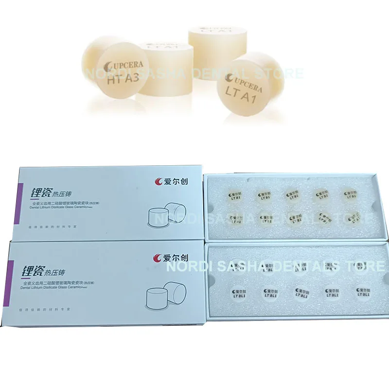 

10Pcs/Box Upcera Dental Lithium Disilicate Press Ingots LT/HT Ceramic Blocks for CAD CAM Chair-side EsthEconomic Reconstruction