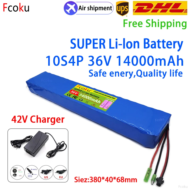 Новый аккумулятор 18650 10s4p, 36 В, 14 Ач, высокая мощность 800 Вт, подходит для стандартных батарей с зарядным устройством, распродажа