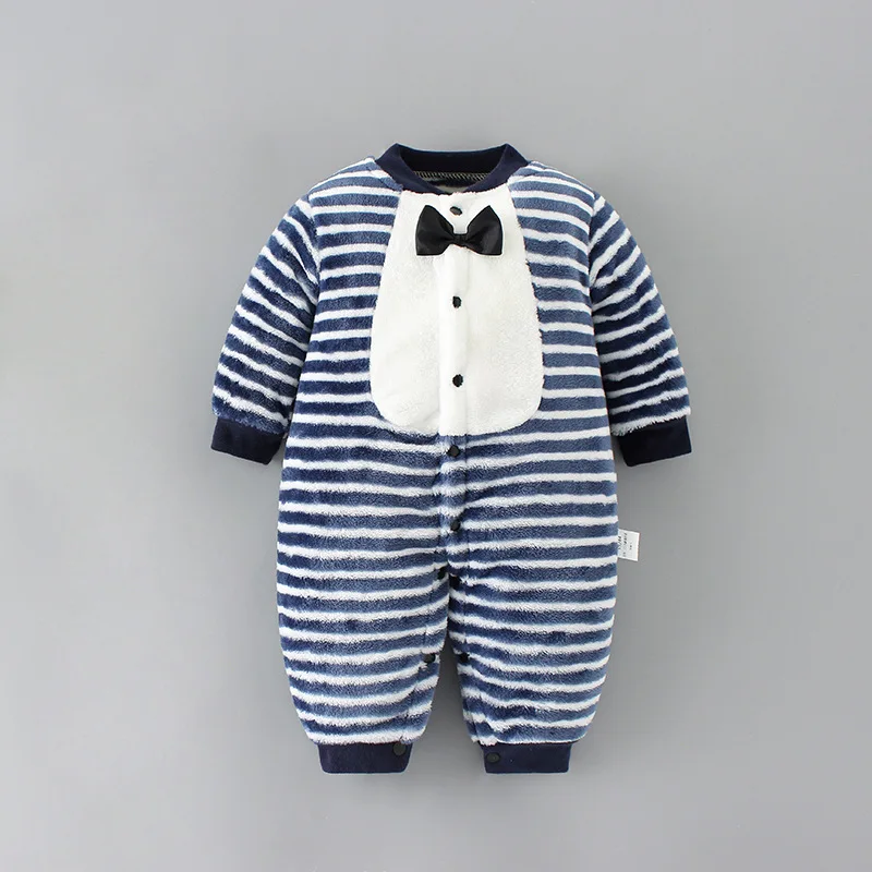 Winter Newborn Baby Clothes Dinosaur Print Baby Boy Romper Warm Infant Boy Girl Soft Fleece Jumpsuit Pajamas baby rompers baby jumpsuit baby clothing
