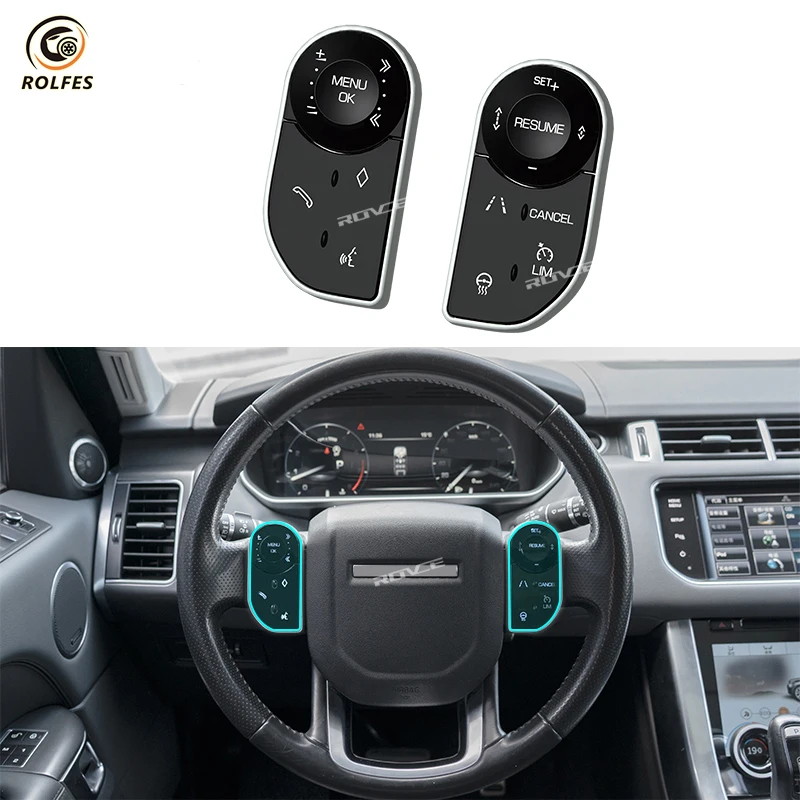 

ROLFES 2 PCS Steering Wheel Touch Buttons For Range Rover Vogue 13-17 L405/Sport 14-17 L494/Discovery 5 17-18 LR5 Control Keys