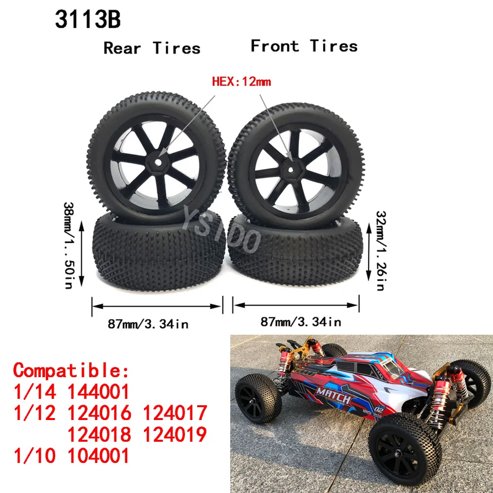 Lot De 4 Pneus Caoutchouc Avec Moyeux – Pour RC Crawler 1/10 – Moto Cross Et Tout-Terrain – Semelle Antidérapante