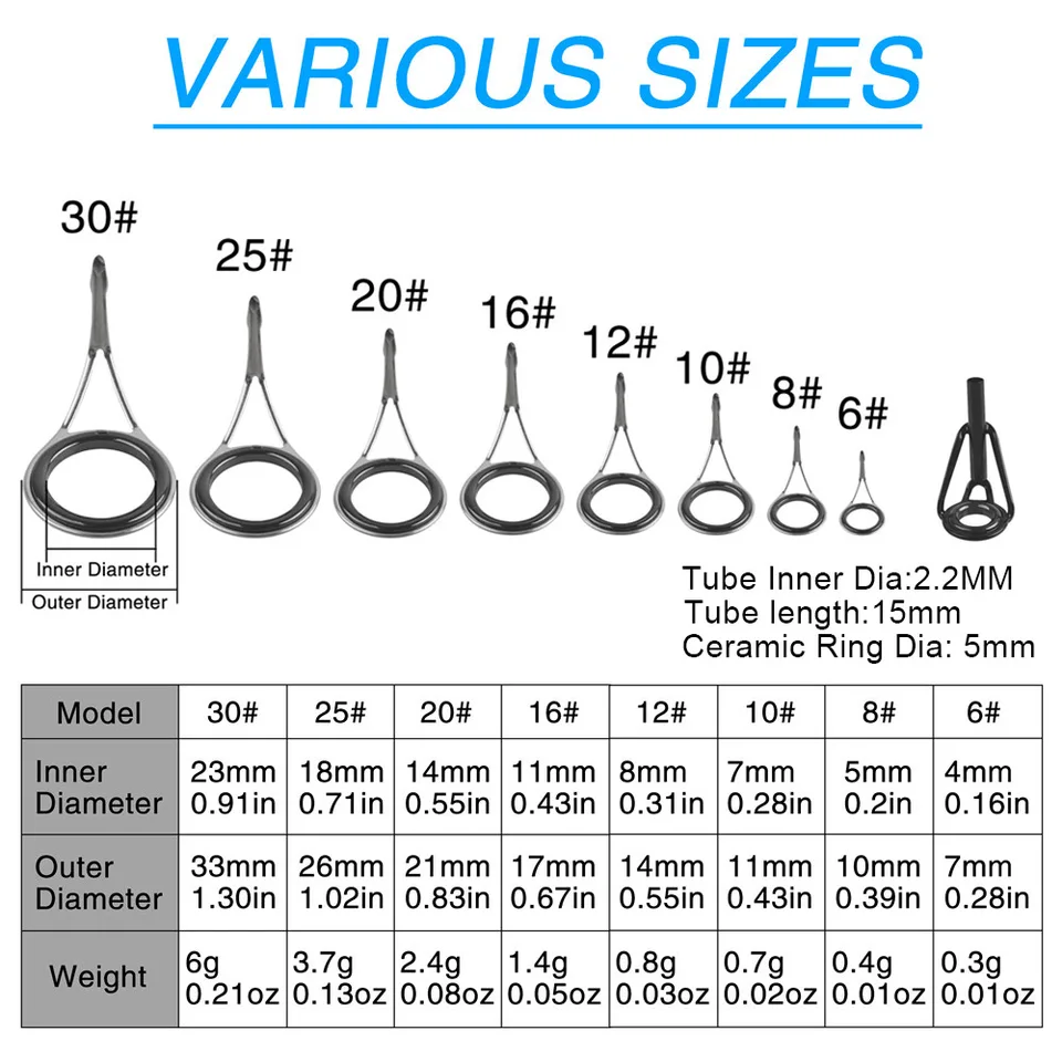 XPJYUA Angelruten Ringe Set - 9-teilig Mit Keramik Für Spinning & Casting