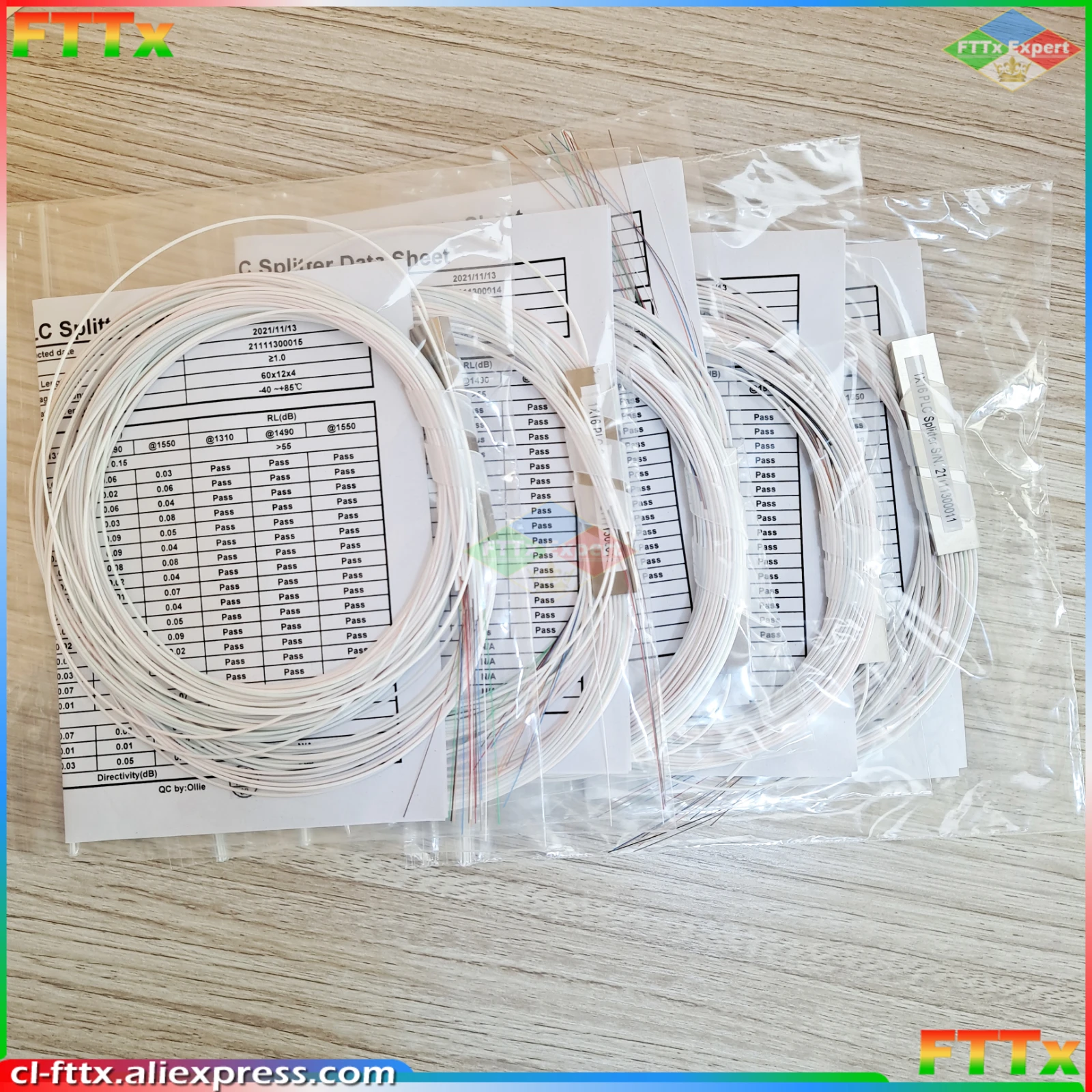 10pcs/lot 1x2 1x4 1x8 1x16 fiber optic PLC splitter without connector cable 0.9mm Mini Blockless 2,4 Ports PLC Splitter