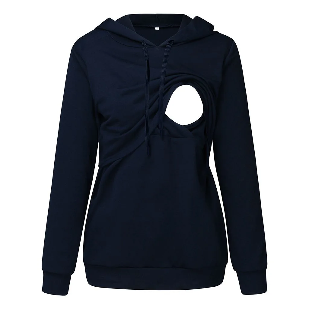 New Womens Maternity Nursing Hoodie Sweatshirt Hoodies Long Sleeve Breastfeeding Pregnancy Top Kangaroo Pocket Clothes 5