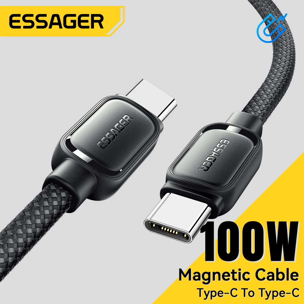 

Essager Magnetic Suction Anti Winding 100W USB C to USB Type C PD Fast Charging Cable For iPhone 15 MacBook QC 3.0 Charge Cord