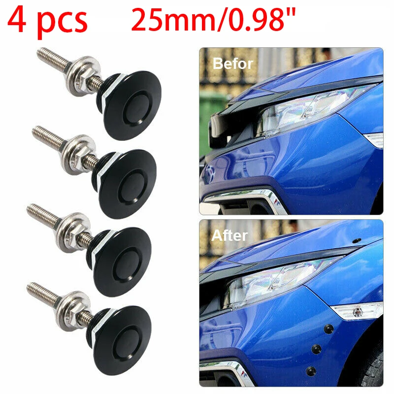 

4pcs Universal 25mm/0.98" Push Button Billet Hood Pins Lock Clip Kit Engine Bonnets Lock Aluminum Car Quick Latch