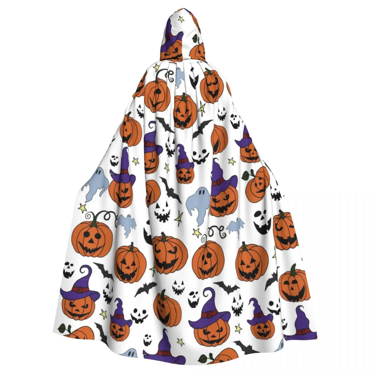 

Halloween Design Pumpkin Bat Ghost Adult Cloak Cape Hooded Medieval Costume Witch Wicca Vampire Elf Purim Carnival Party