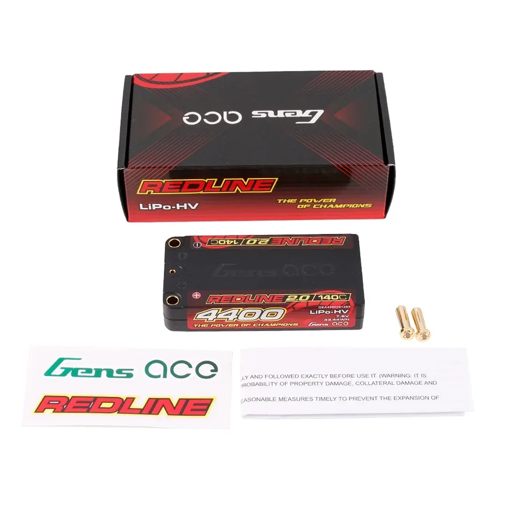 Gens ACE REDLINE 2.0 7.6V 5300mAh 140C Batterie LiPo 2S pour RC Voiture