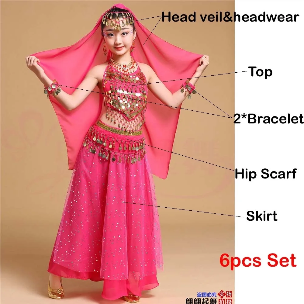 6 個練習ボリウッドオリエンタルベリーダンス衣装セット