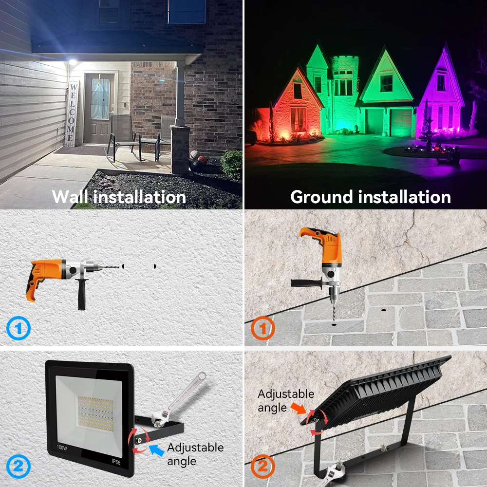 LED Floodlight Tuya Smart RGB Floodlight IP66 Outdoor LED Spotlight AC85-265V Multicolor Garden Lights For Outdoor Lighting