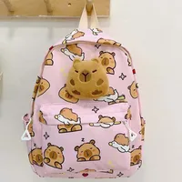 Doll Decoration Capybara Backpack Thickened Wide Straps Cartoon Animal Daypack Lightweight Foldable Large Capacity School Bag