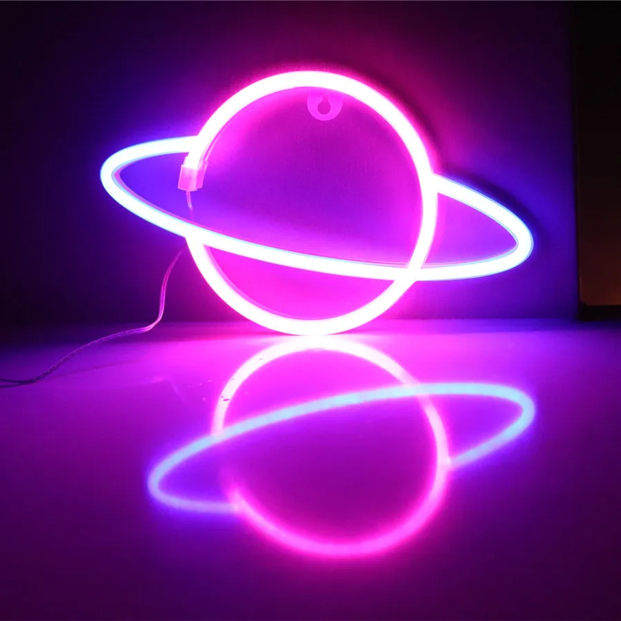 Planet LED Lights Neon Sign Bedroom Decor Neon Sign Night Lamp for  Christmas Rooms Wall Art Bar Party USB or Battery Powered - AliExpress