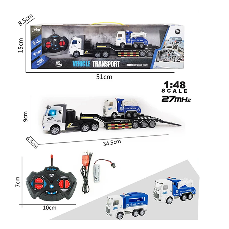 1/48 4CH Wireless Remote Control Engineering Truck Heavy Transport Truck Big Truck Dump Dump Truck Boy Model Toy 3