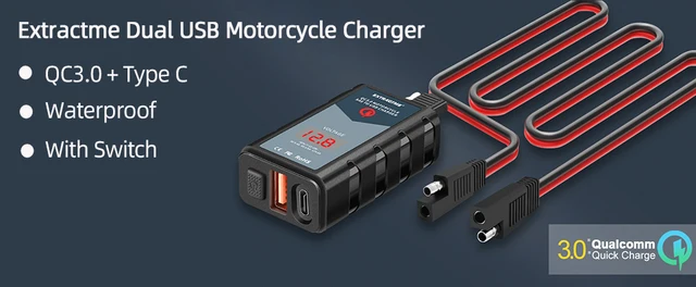 Extractme Cargador USB para motocicleta, 6.8A Quick Charge 3.0