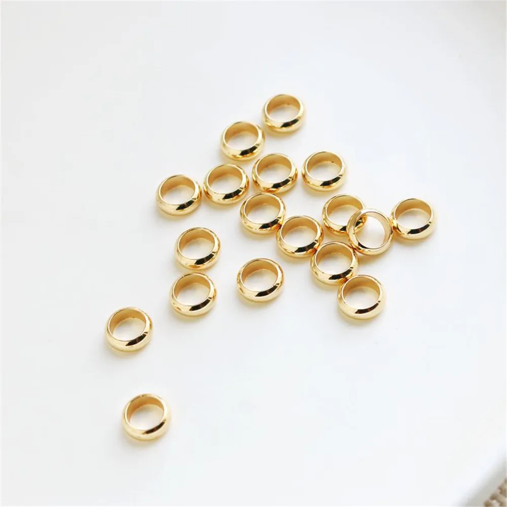 

7 мм 14 к позолоченные Гладкие большие отверстия колесо разделитель Бусины DIY Ювелирные изделия компоненты Браслеты Аксессуары
