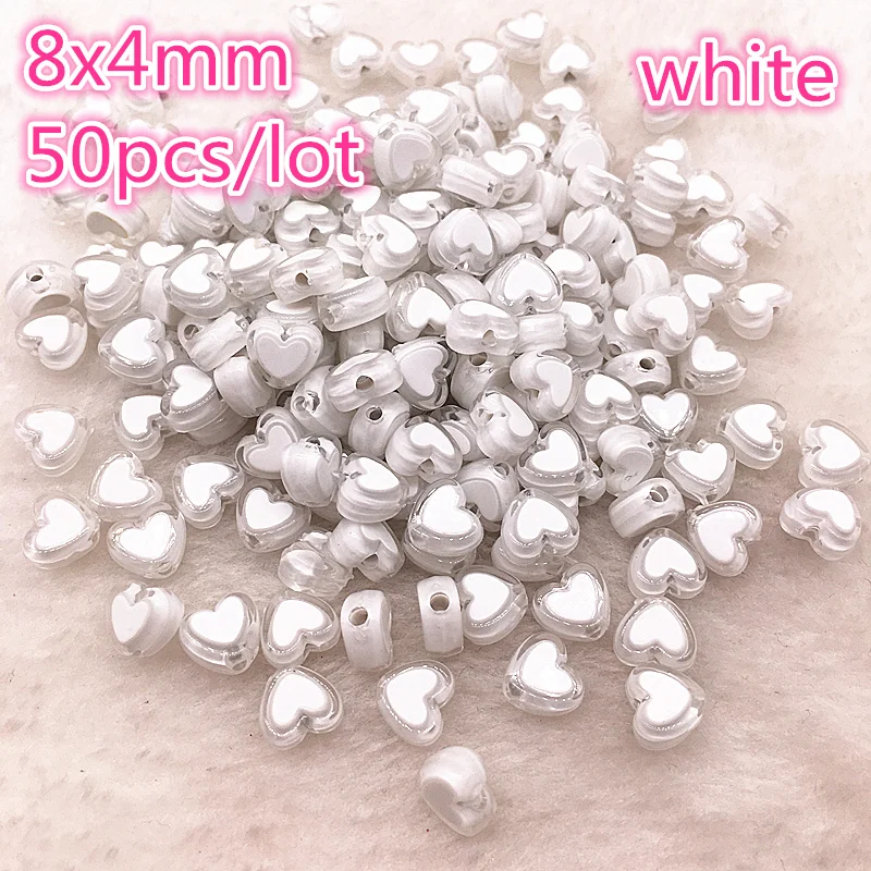 Acrylic beads 50pcs/lot 8x4mm Love Acrylic Bead Loose Spacer Beads for Jewelry Making DIY Handmade Clothing Accessories