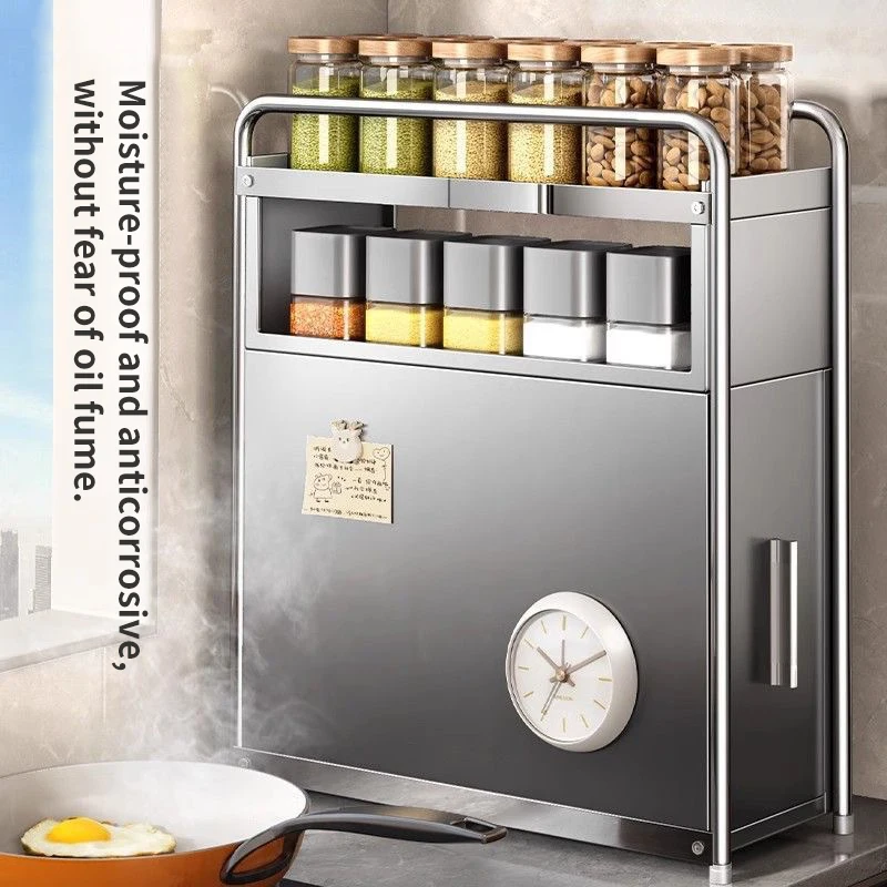 Kitchen Spice Organizer Kitchen Pull Out Seasoning Drawer Rack Countertop Dustproof Cup Storage Rack Multipurpose Spice Cabinet 4