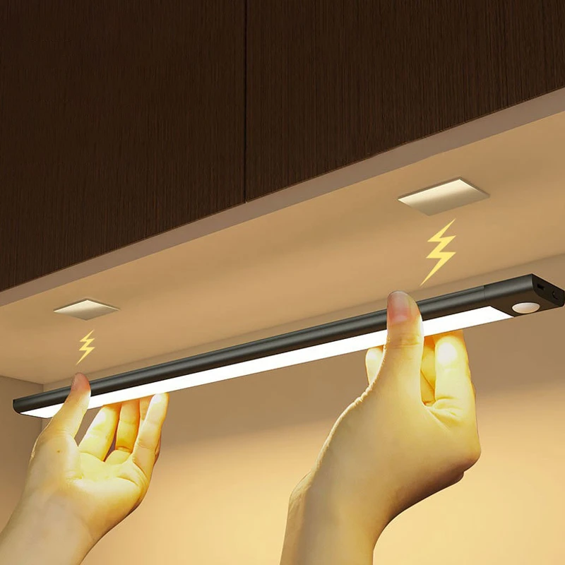 Lampka nocna Led Light oświetlenie podszafkowe czujnik ruchu lampka do szafy szafka USB akumulator oświetlenie kuchenne