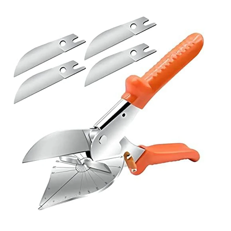 

1Set Multi Angle Miter Shears With 45-135 Degree Adjustable, Quarter Round Cutting Tool Orange Steel