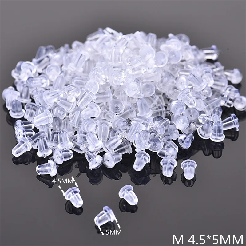 200-2000pcs Soft Silicone Rubber Earring Back Stoppers for Stud DIY Fine Accessories Bullet Tube Plugs 