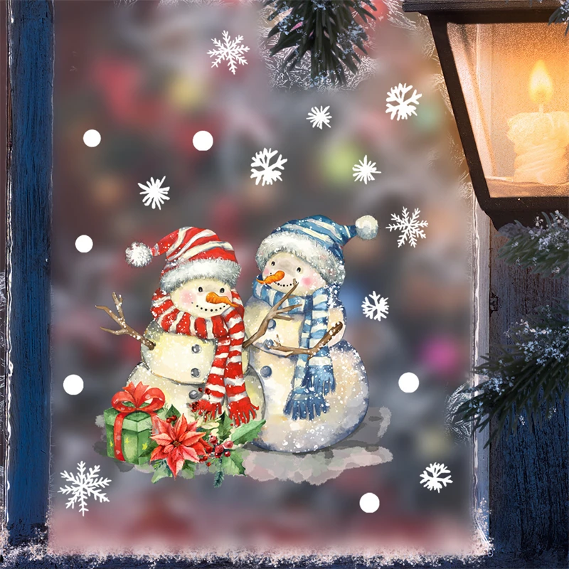 Description Picture 3 of itemMerry Christmas Decorations 2024 Cartoon Snowman Snow New Year Window Sticker Glass Electrostatic Sticker Removable Mirror Decal