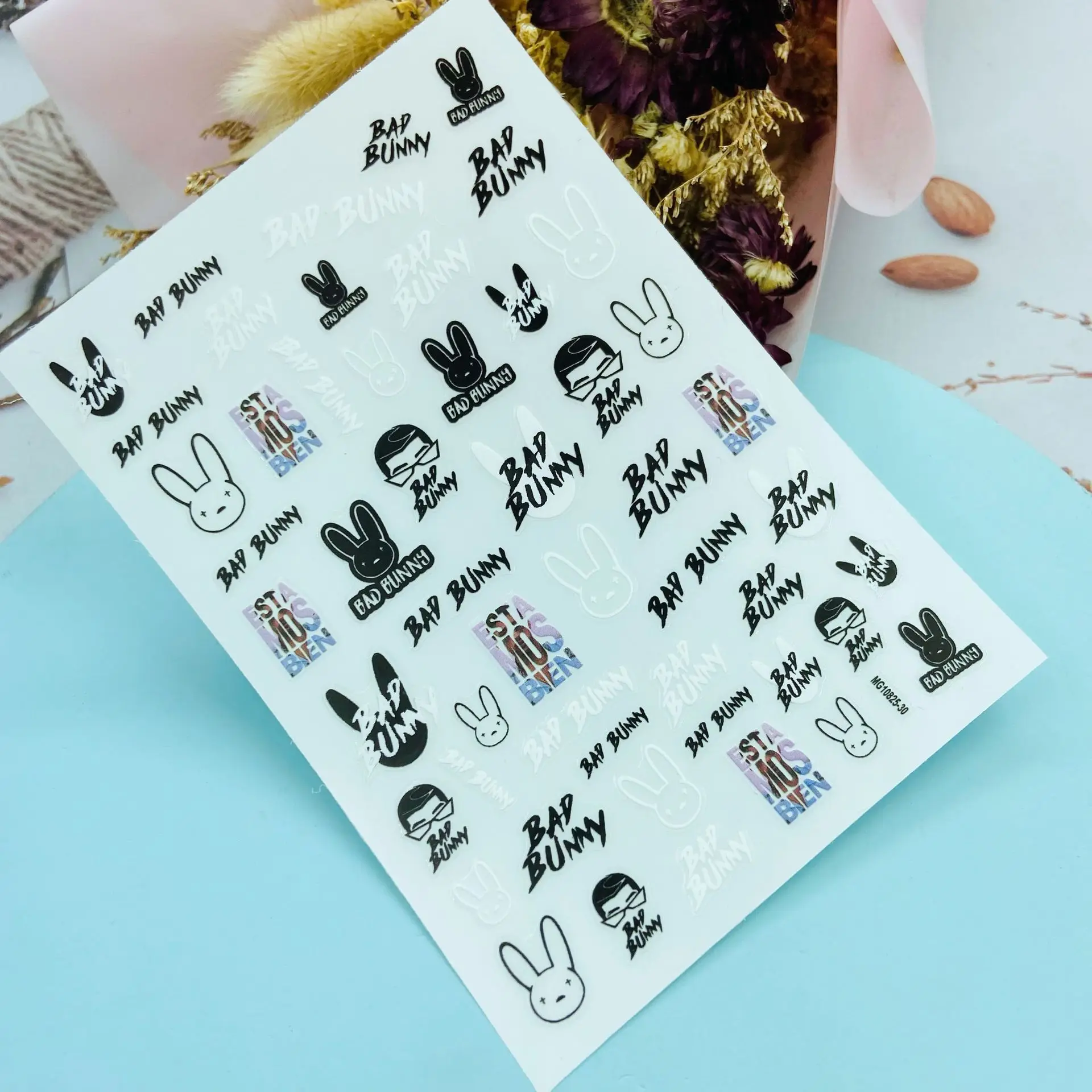 Japanese Style DIY Thin Traceless Nail Stickers Bad Bunny Serious Glue Dry Nail Decals Nail Art Manicure Nail Decorations Gifts 3