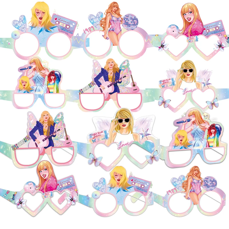 12 Pezzi Occhiali Per Feste Di Compleanno Taylor Allison Swift Paper Party Glass Funny Superstar Happy Birthday Decoration Forniture Per Feste Giocatt