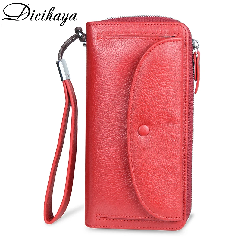 

NEW Fashion Genuine Leather Women Wallet Long Cowhide Multiple Cards Holder for WomenFemale Purse Wristlet Wallets Clutch Bags