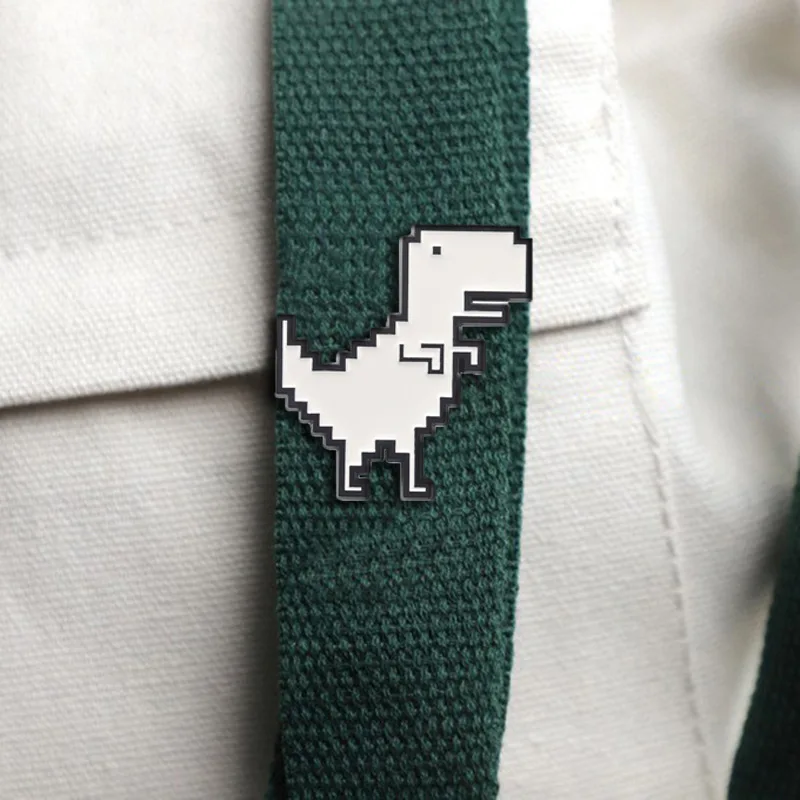 Dinosaur Brooch Pixel Style Jurassic Shape Metal Badge Clothing Bag Accessories Waist Pin