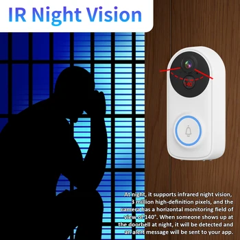 Videocitofono Wireless WIFI 3MP 1296P con App Icsee, Telecamera Spioncino a Basso Consumo