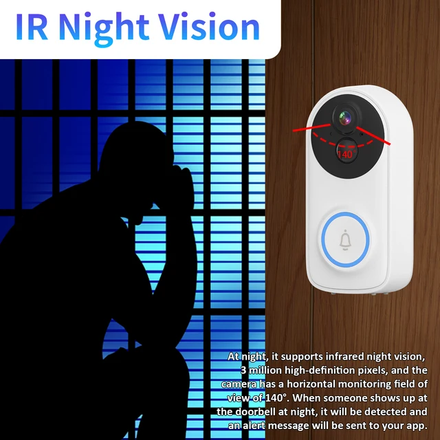 3MP 1296P iCsee APP Wireless WIFI Doorbell Visual Intercom Door Viewer Video Door Phone Camera  Low Comsuption  Peephole Viewer 3